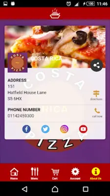 Costa Rica Pizza Sheffield android App screenshot 0